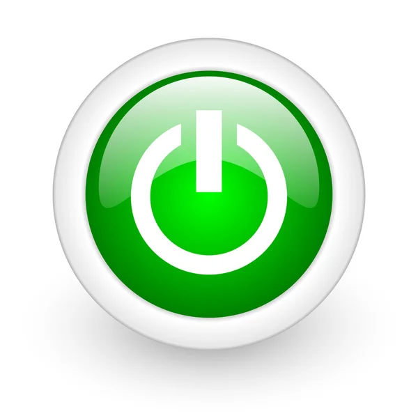 Power green circle glossy web icon on white background — Stock Photo, Image