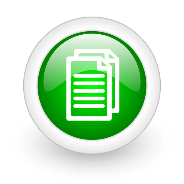 Document green circle glossy web icon on white background — Stock Photo, Image