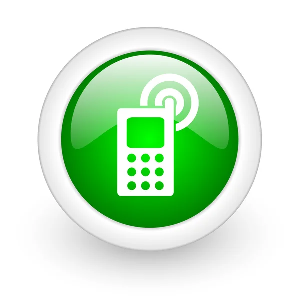 Phone green circle glossy web icon on white background — Stock Photo