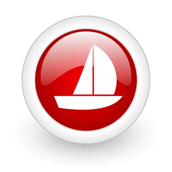 Yacht red circle glossy web icon on white background — Stock Photo, Image