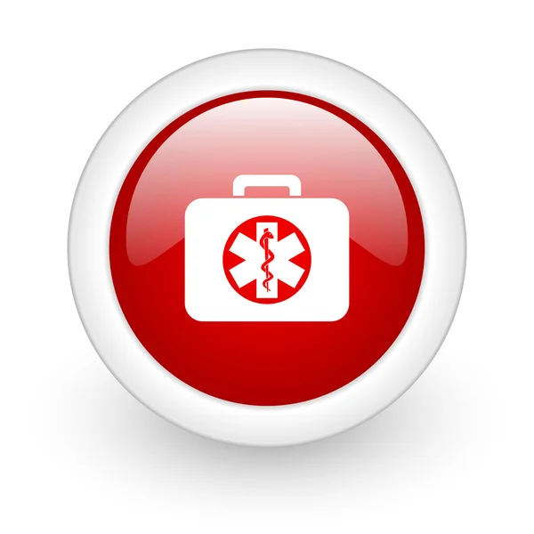 Kit de rescate círculo rojo icono web brillante sobre fondo blanco —  Fotos de Stock