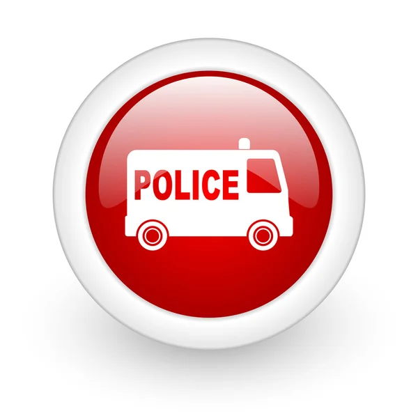 Police red circle glossy web icon on white background — Stock Photo, Image