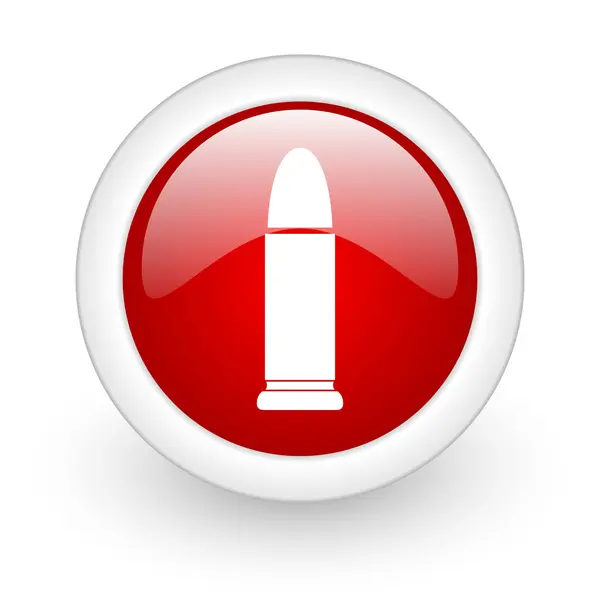 Munición círculo rojo icono de la tela brillante sobre fondo blanco — Foto de Stock