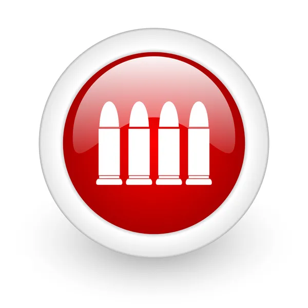 Ammunition red circle glossy web icon on white background — Stock Photo, Image