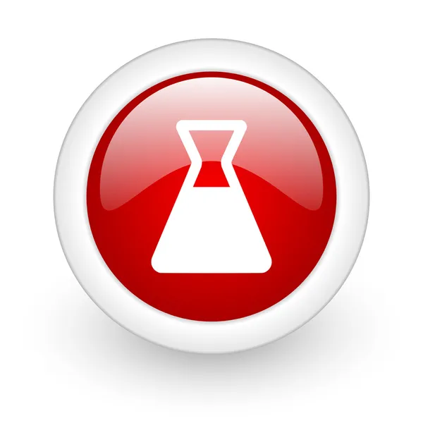 Chemia czerwona koło WWW błyszczący ikona na białym tle — Zdjęcie stockowe