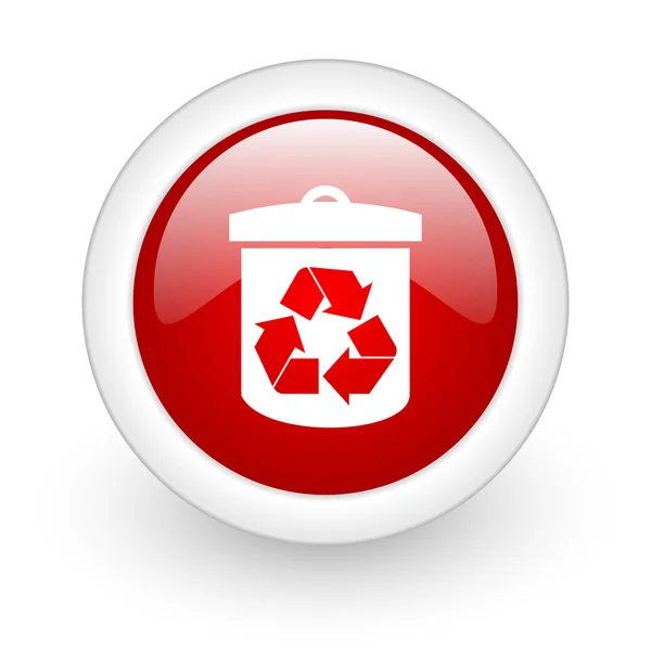 Recycle rode cirkel glanzend web pictogram op witte achtergrond — Stockfoto