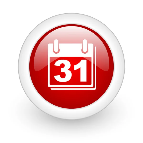 Calendario círculo rojo icono web brillante sobre fondo blanco —  Fotos de Stock
