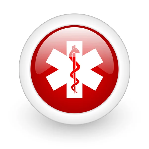 Caduceus red circle glossy web icon on white background — Stock Photo, Image