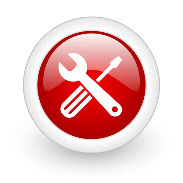 Tools red circle glossy web icon on white background — Stock Photo, Image