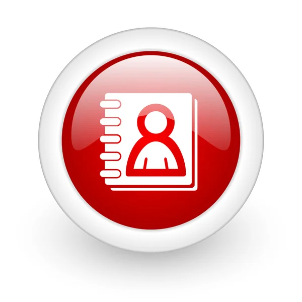 Address book red circle glossy web icon on white background — Stock Photo, Image