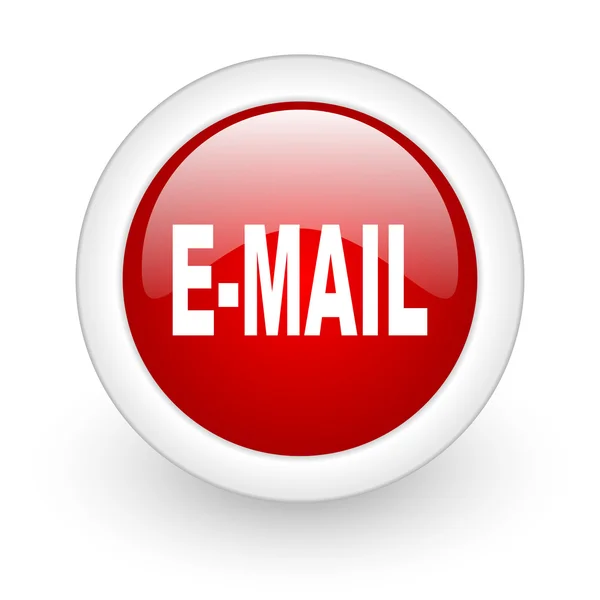 Mail red circle glossy web icon on white background — Stock Photo, Image