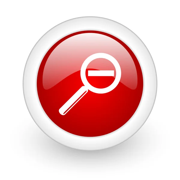 Vergrößerung roter Kreis glänzendes Web-Symbol auf weißem Hintergrund — Stockfoto