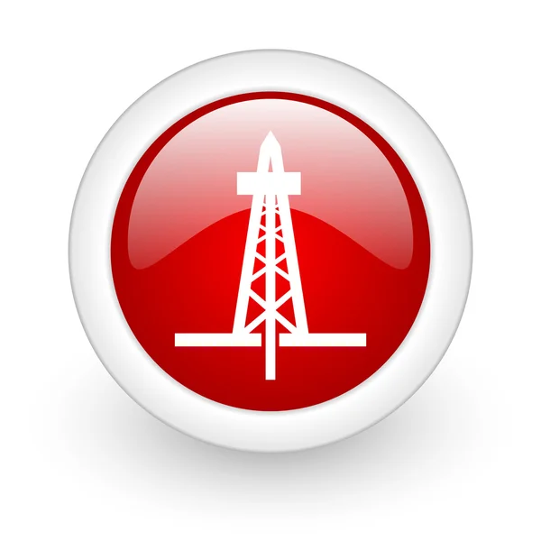 Drilling red circle glossy web icon on white background — Stock Photo, Image