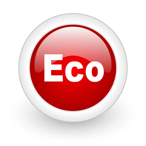 Эко-красный круг глянцевая иконка веб на белом фоне — стоковое фото