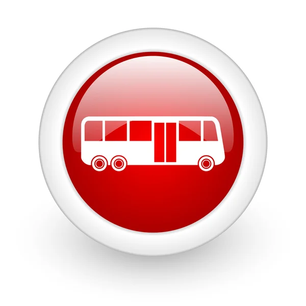 Bus rode cirkel glanzend web pictogram op witte achtergrond — Stockfoto