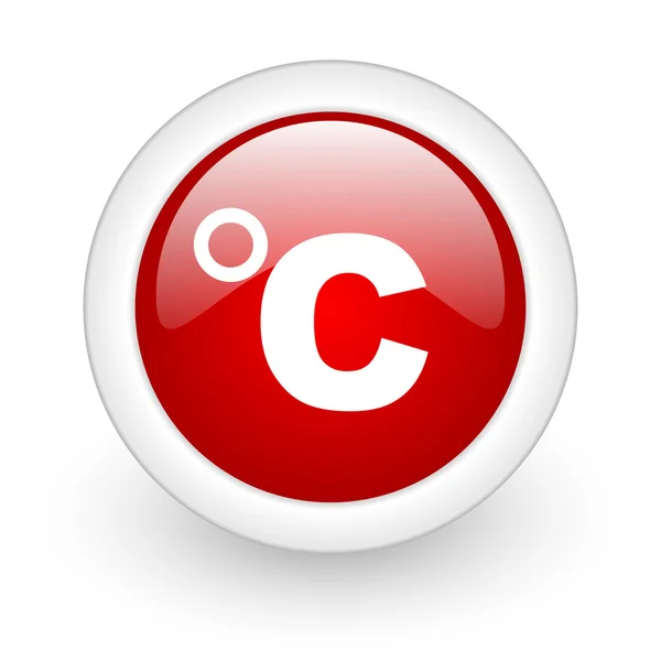 Celsius círculo rojo icono de la web brillante sobre fondo blanco — Foto de Stock