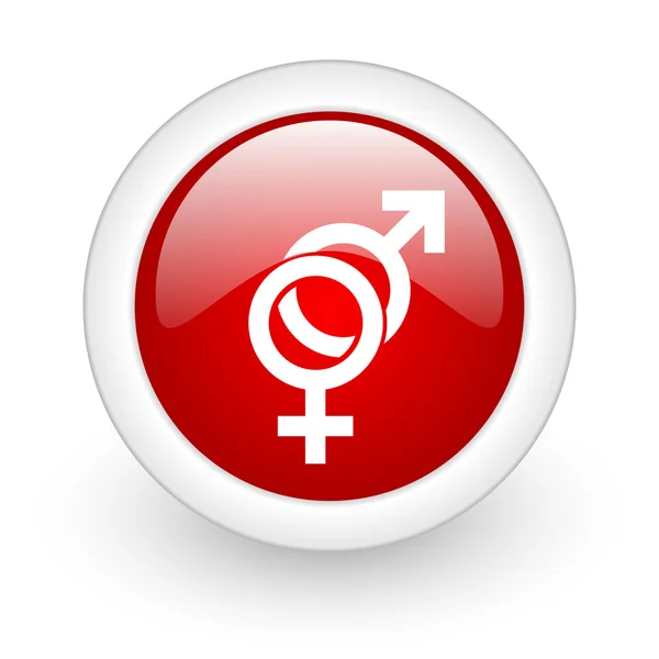 Szex piros kör fényes web ikon fehér háttér — Stock Fotó