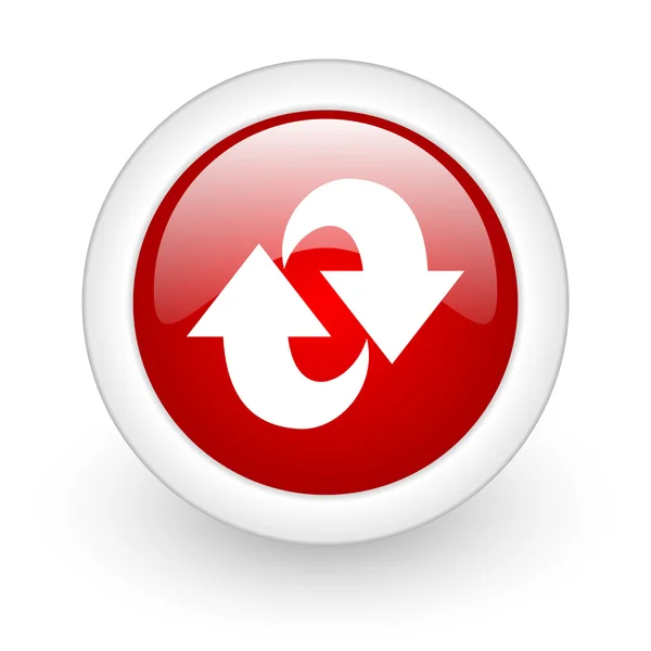Rotar círculo rojo icono de la web brillante sobre fondo blanco — Foto de Stock