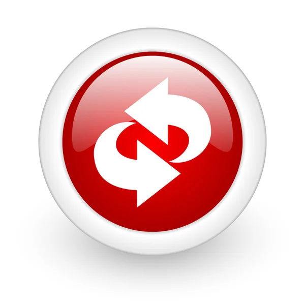 Rotar círculo rojo icono de la web brillante sobre fondo blanco — Foto de Stock