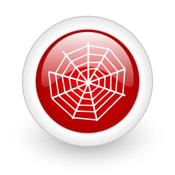 Spider web red circle glossy web icon on white background — Stock Photo, Image