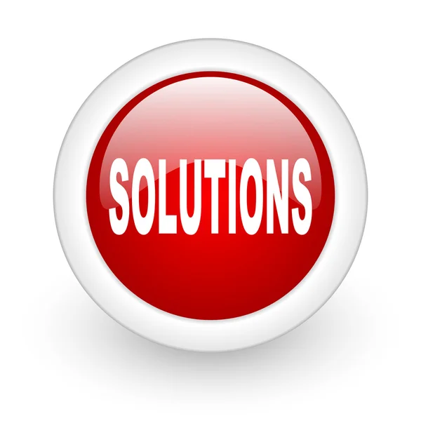 Solutions red circle glossy web icon on white background — Stock Photo, Image