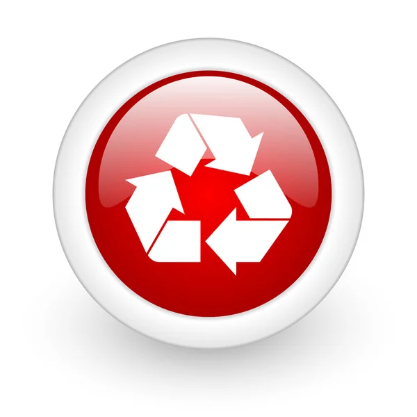 Recycle red circle glossy web icon on white background — Stock Photo, Image