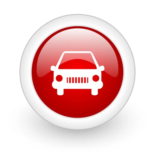 Αυτοκίνητο εικονίδιο web γυαλιστερό κόκκινο κύκλο σε άσπρο φόντο — Φωτογραφία Αρχείου