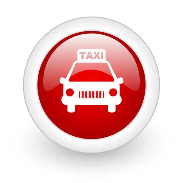 Таксі червоне коло глянсова веб-іконка на білому тлі — стокове фото