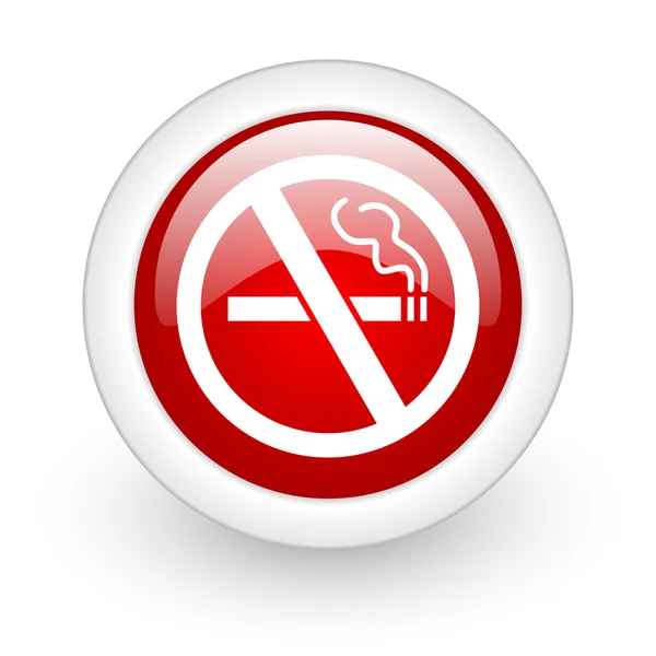 No smoking red circle glossy web icon on white background — Stock Photo, Image