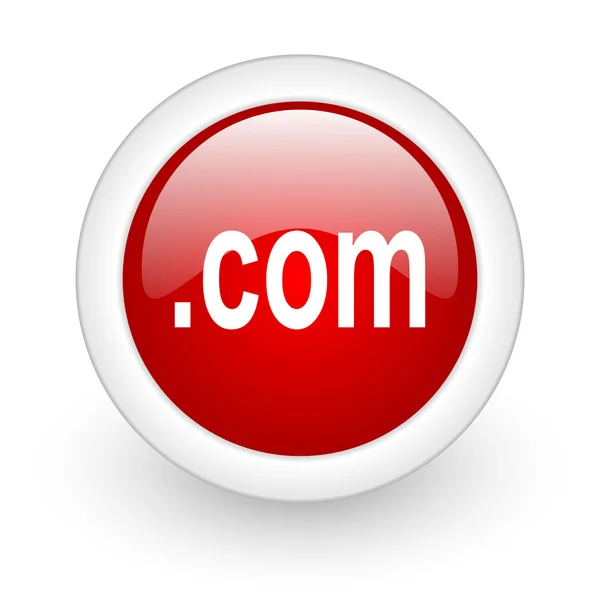 Com red circle glossy web icon on white background — Stock Photo, Image