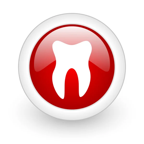Tooth red circle glossy web icon on white background — Stock Photo, Image