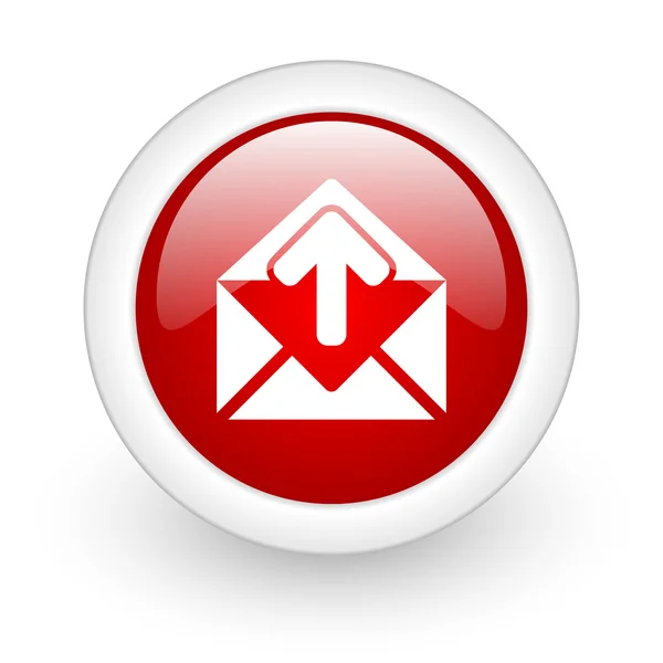 Mail red circle glossy web icon on white background — Stock Photo, Image