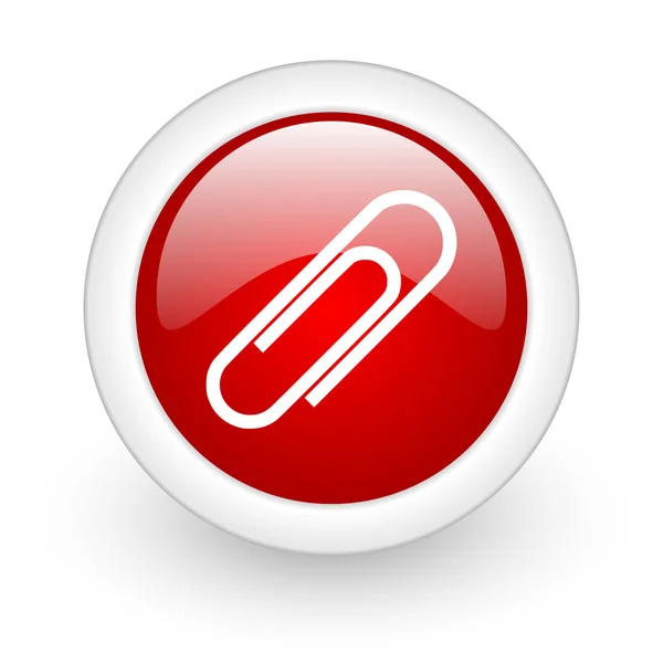 Paper clip red circle glossy web icon on white background — Stock Photo, Image