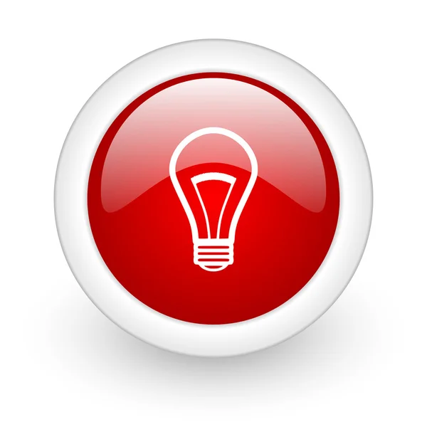 Light bulb red circle glossy web icon on white background — Stock Photo, Image