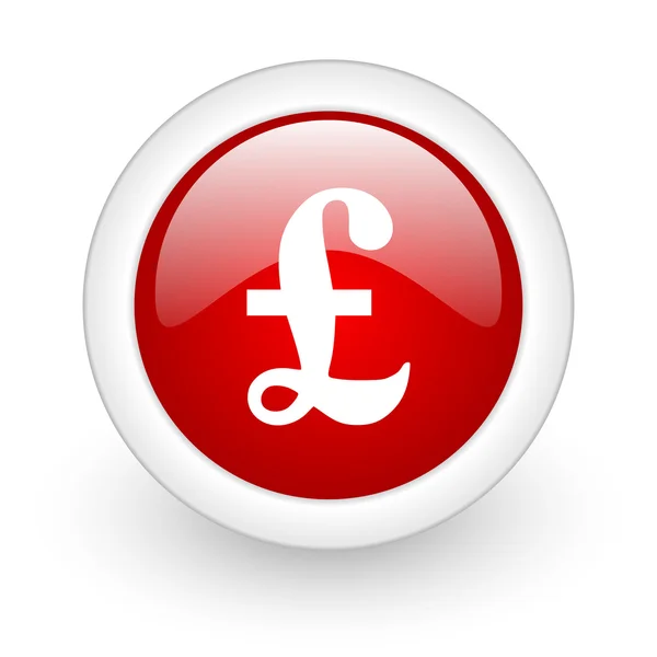 Pound red circle glossy web icon on white background — Stock Photo, Image
