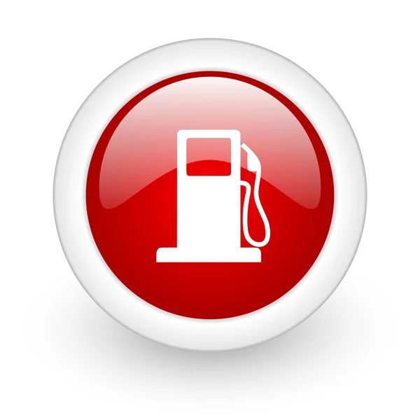 Combustível círculo vermelho ícone web brilhante no fundo branco — Fotografia de Stock