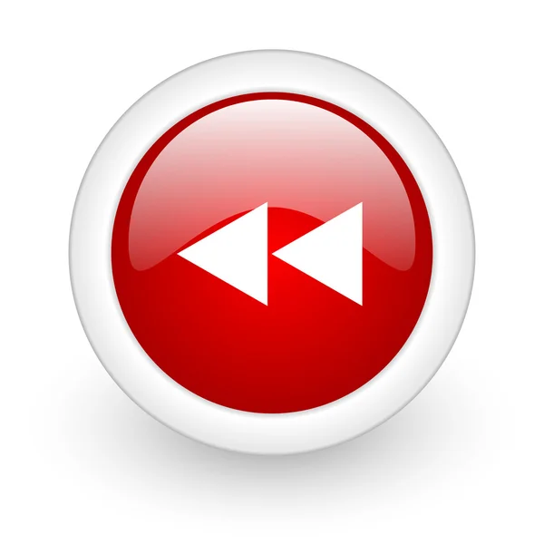 Derulați pictograma web lucioasă cerc roșu pe fundal alb — Fotografie, imagine de stoc