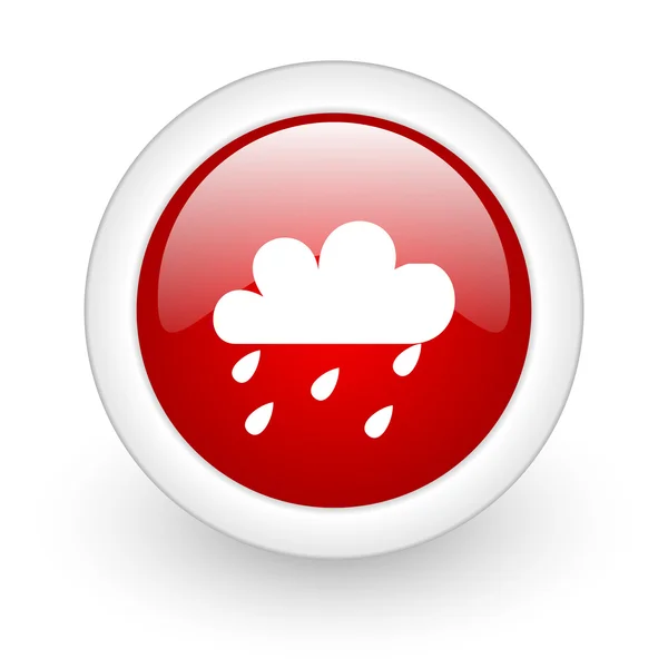 Időjárás-előrejelzés piros kör fényes web ikon fehér háttér — Stock Fotó