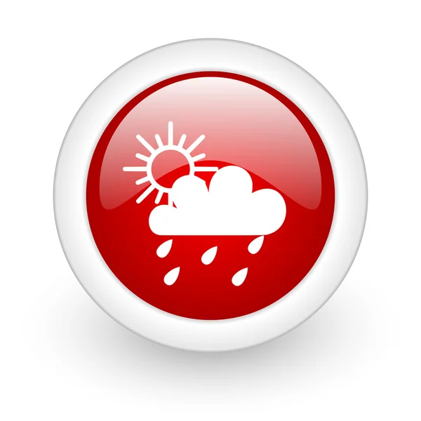 Previsioni del tempo cerchio rosso icona web lucido su sfondo bianco — Foto Stock