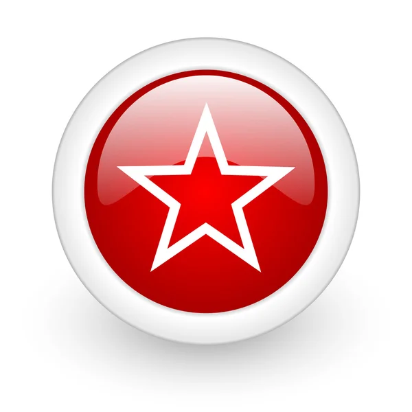 Star red circle glossy web icon on white background — Stock Photo, Image