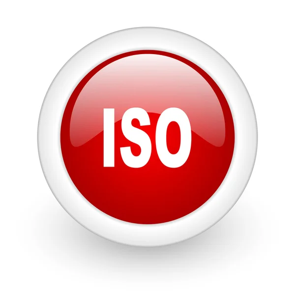 ISO rode cirkel glanzend web pictogram op witte achtergrond — Stockfoto