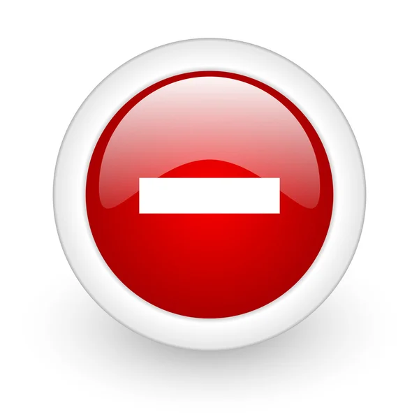 Minus red circle glossy web icon on white background — Stock Photo, Image