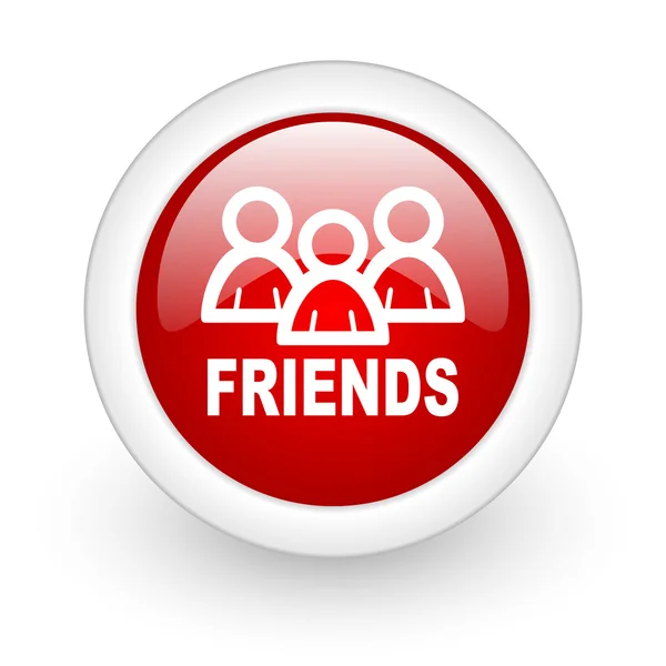 Amigos círculo rojo icono de la web brillante sobre fondo blanco —  Fotos de Stock