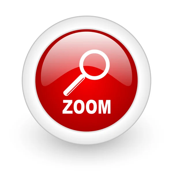 Zoom red circle glossy web icon on white background — Stock Photo, Image