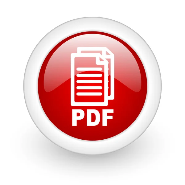 Pdf red circle glossy web icon on white background — Stock Photo, Image