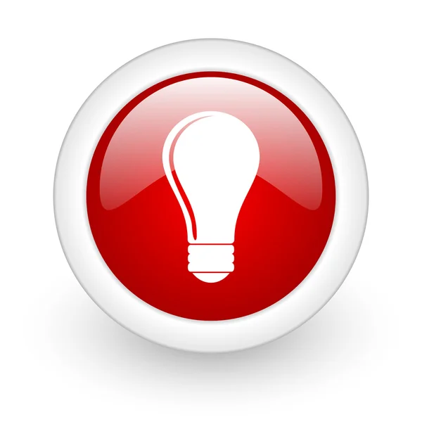 Light bulb red circle glossy web icon on white background — Stock Photo, Image