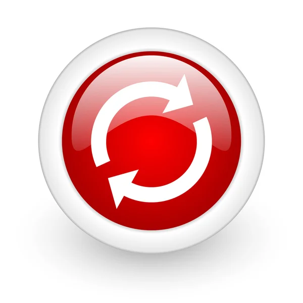 Reload red circle glossy web icon on white background — Stock Photo, Image