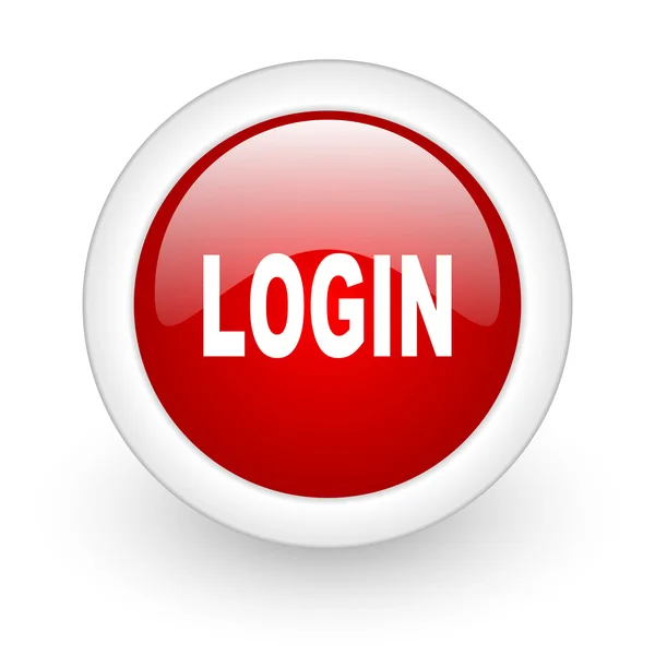 Login red circle glossy web icon on white background — Stock Photo, Image