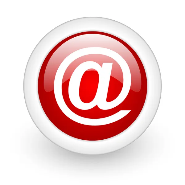 Am roten Kreis glänzendes Web-Symbol auf weißem Hintergrund — Stockfoto