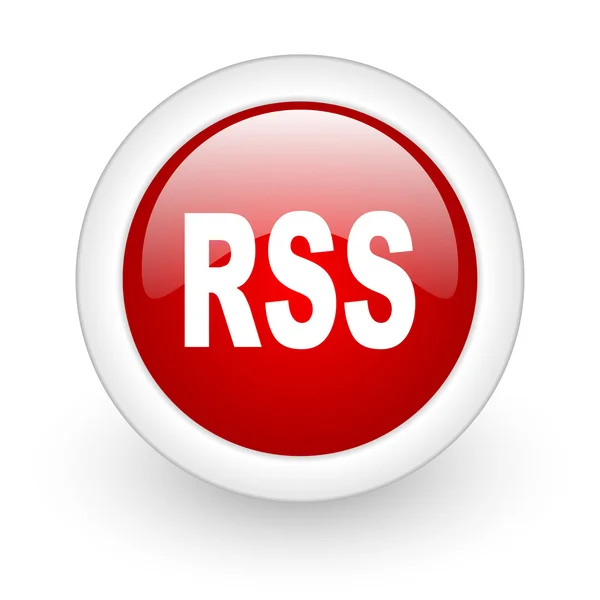 Rss cerchio rosso icona web lucido su sfondo bianco — Foto Stock